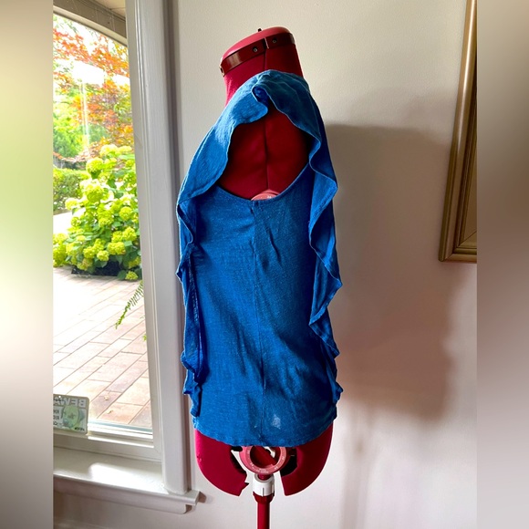 BEAUTIFUL BLUE LINEN T-SHIRT - Picture 2 of 7